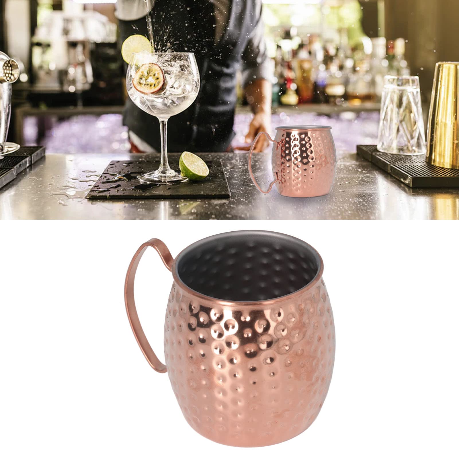 Moscow Cocktail Mug, Luxurious Decoration Moscow Mule Mug Exquisite Rustproof for Restaurants (Rose Gold)