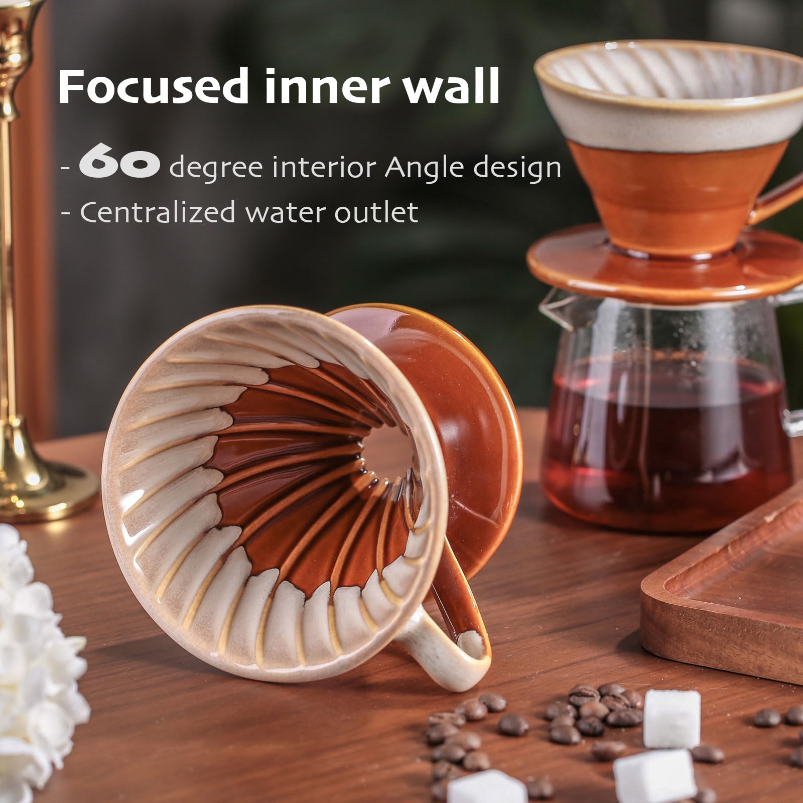 01 ceramiczny filtr kapiący do kawy nalewany kapacz do kawy przenośny ręczny stożek zestaw do ekspresu do kawy dla baristów domowych