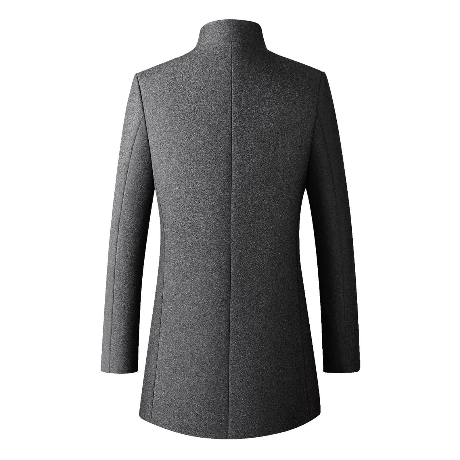 Gabardina para hombre, color liso, cuello con muescas, abotonado, abrigo de lana, ajuste delgado, casual, resistente al viento, botonadura, cómodo, rompevientos clásico para invierno, gris, M