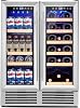 Caroliner 24 Inch Dual Zone Wine Fridge & Beverage Cooler Refrigerator, 18 Bottles & 57 Cans Freestanding or Built-in Bar Fridge for Beer Soda Drink, 2-in-1 Wine Cellar wSeparate Temp Control, Lockable Glass Door, LED Lights, Quiet Operation