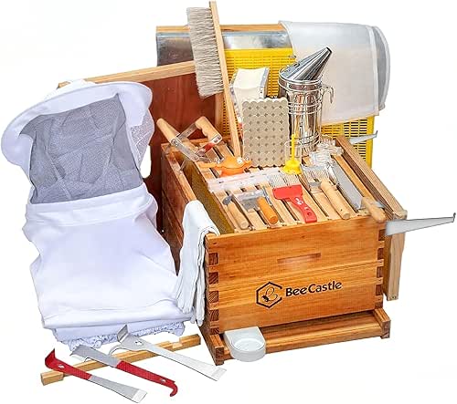 BeeCastle 10-Frame Bee Hives and Supplies Starter Kit,Beehive Kit Dipped