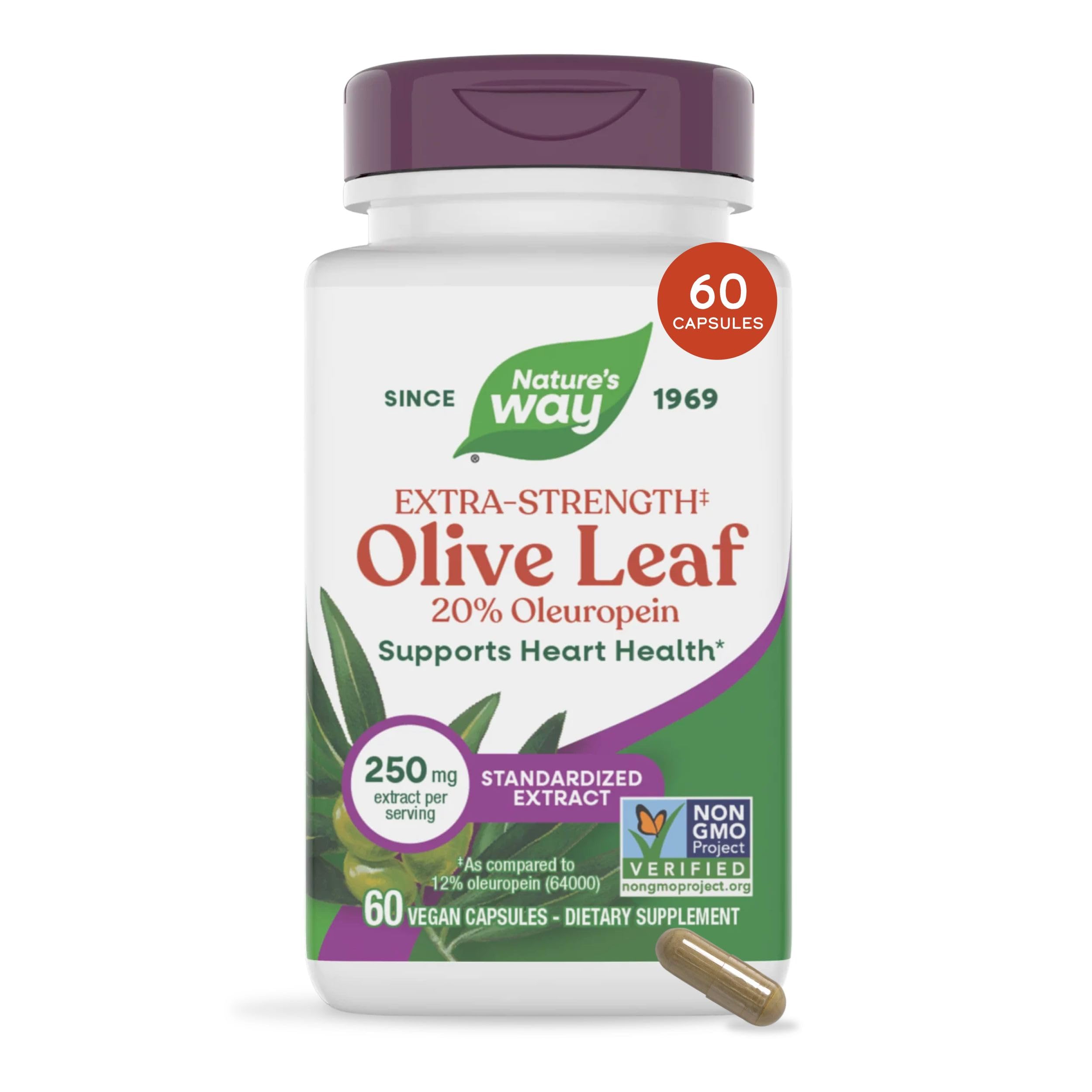 Nature's Way Olive Leaf, Premium Extract, Supports Heart Health*, 60 ct
