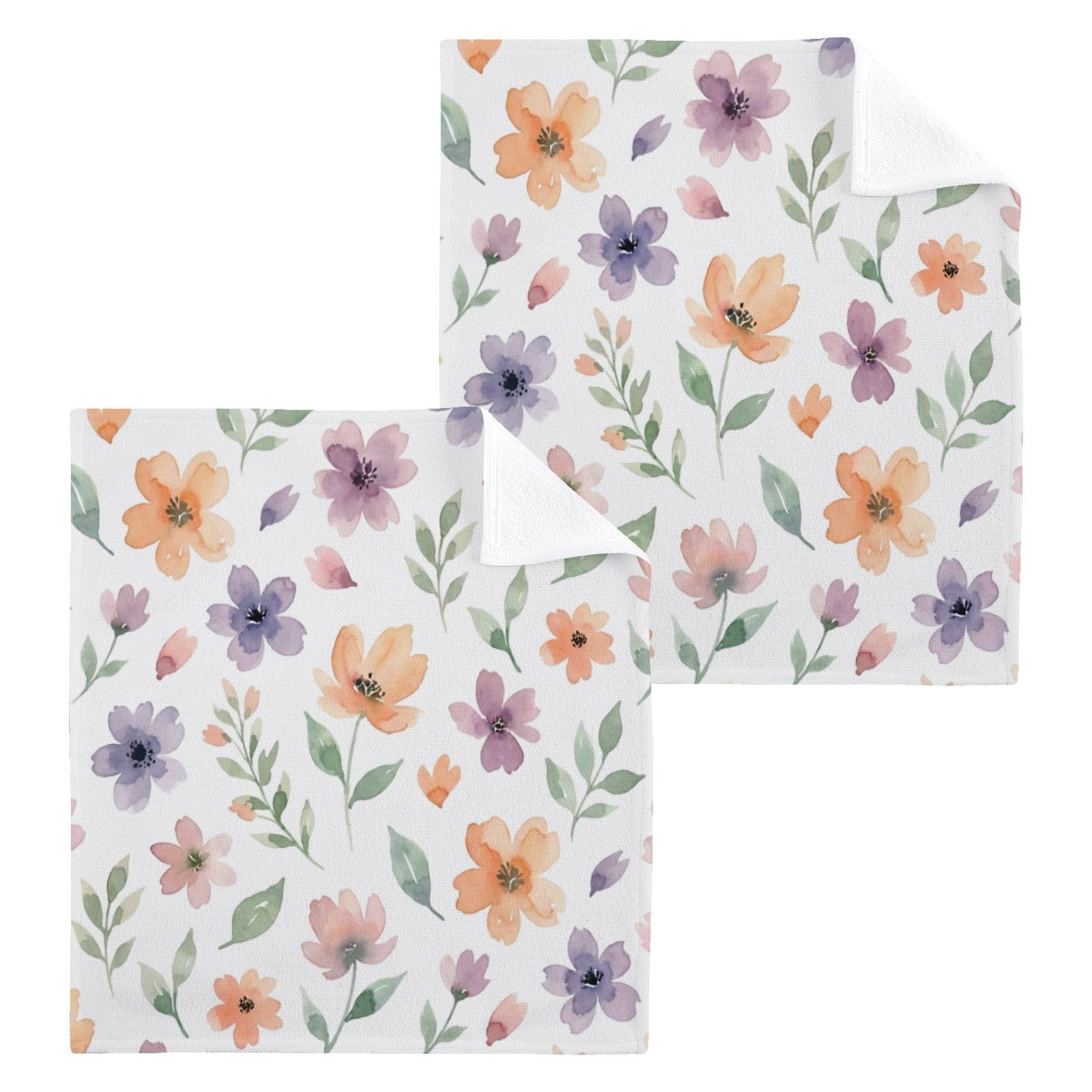 BOESI Floral Pattern 12x12in Cotton Washcloth,Face Towel