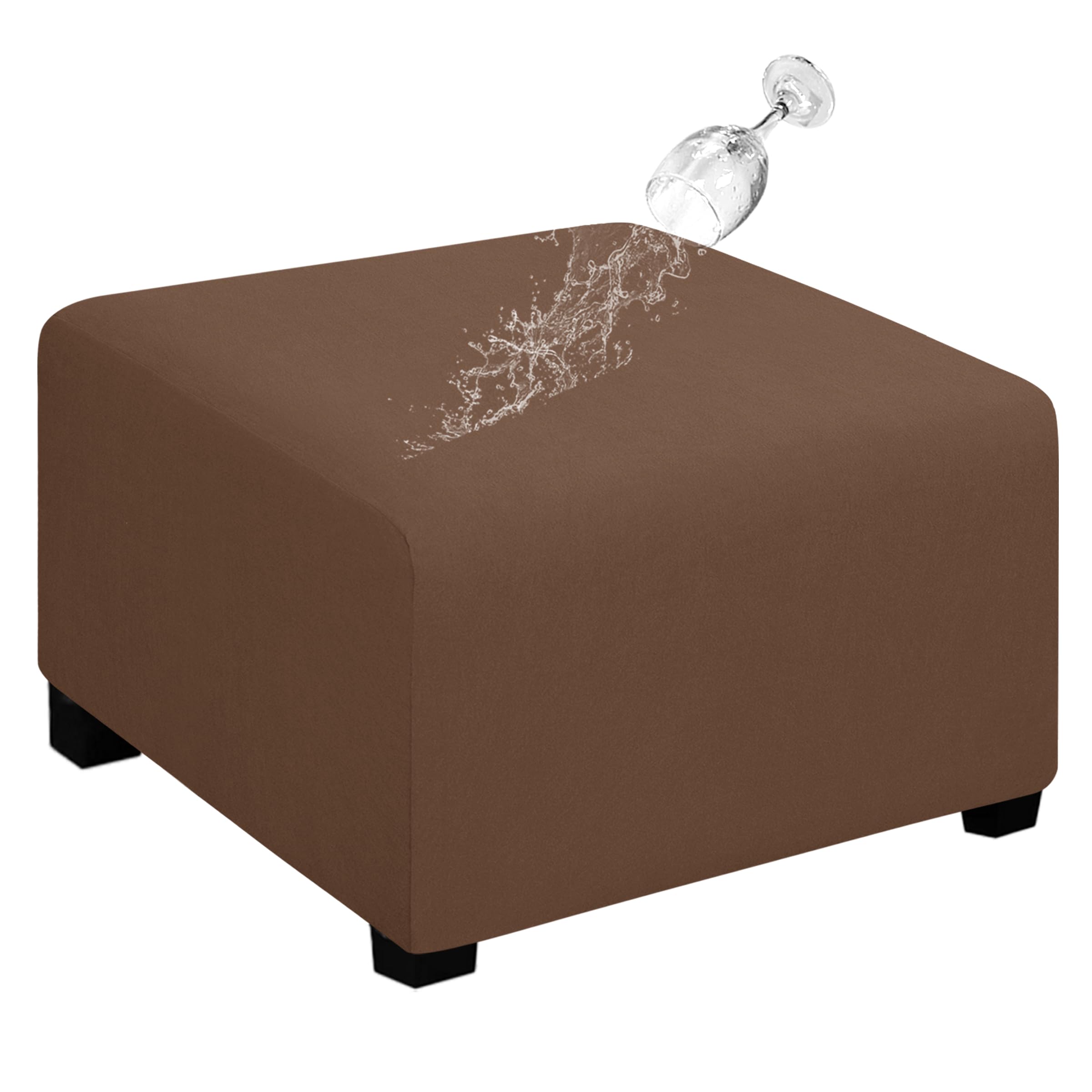 Easy-Going Waterproof Stretch 40x40x15inch Square Ottoman Cover Footstool