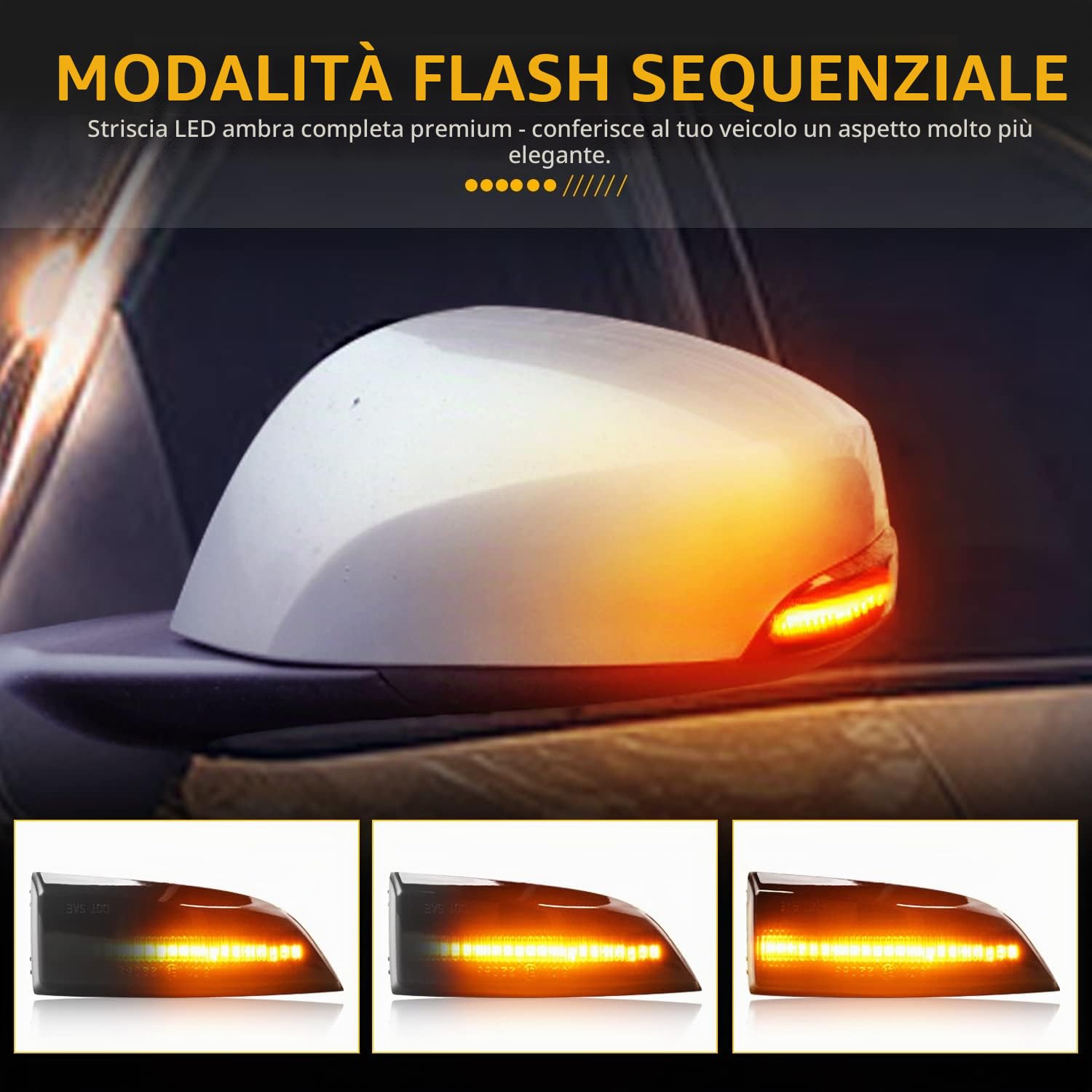 Indicatore di Direzione Laterale Dinamico a LED Spia Sequenziale Degli Specchietti Laterali Compatibile con Renault Megane MK3 2008-2016 Indicatore di direzione, 2 Lampade