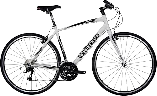 Tommaso La Forma Lightweight Comfortable Hybrid Bikes, Fitness Commuter Bike, Black, White