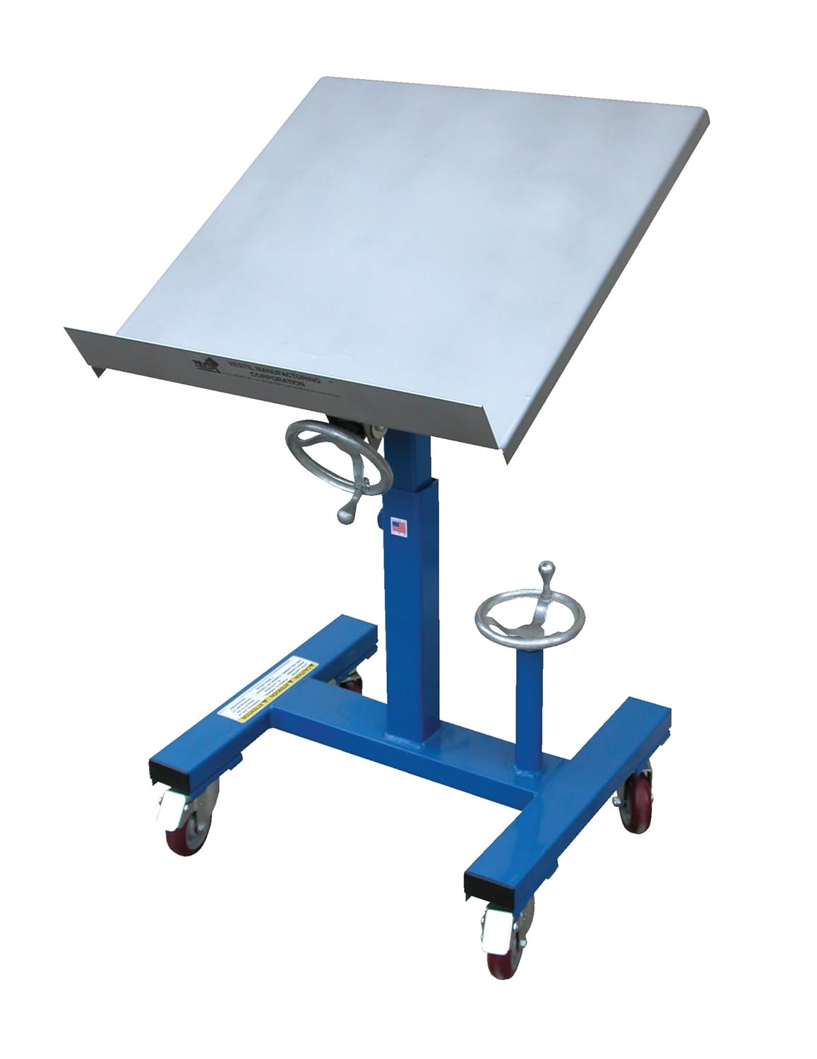 Vestil WT-2424 Mobile Tilting Work Table, Steel, 300 lbs Capacity, 24" Length x 24" Width Platform, 3" Lip Height