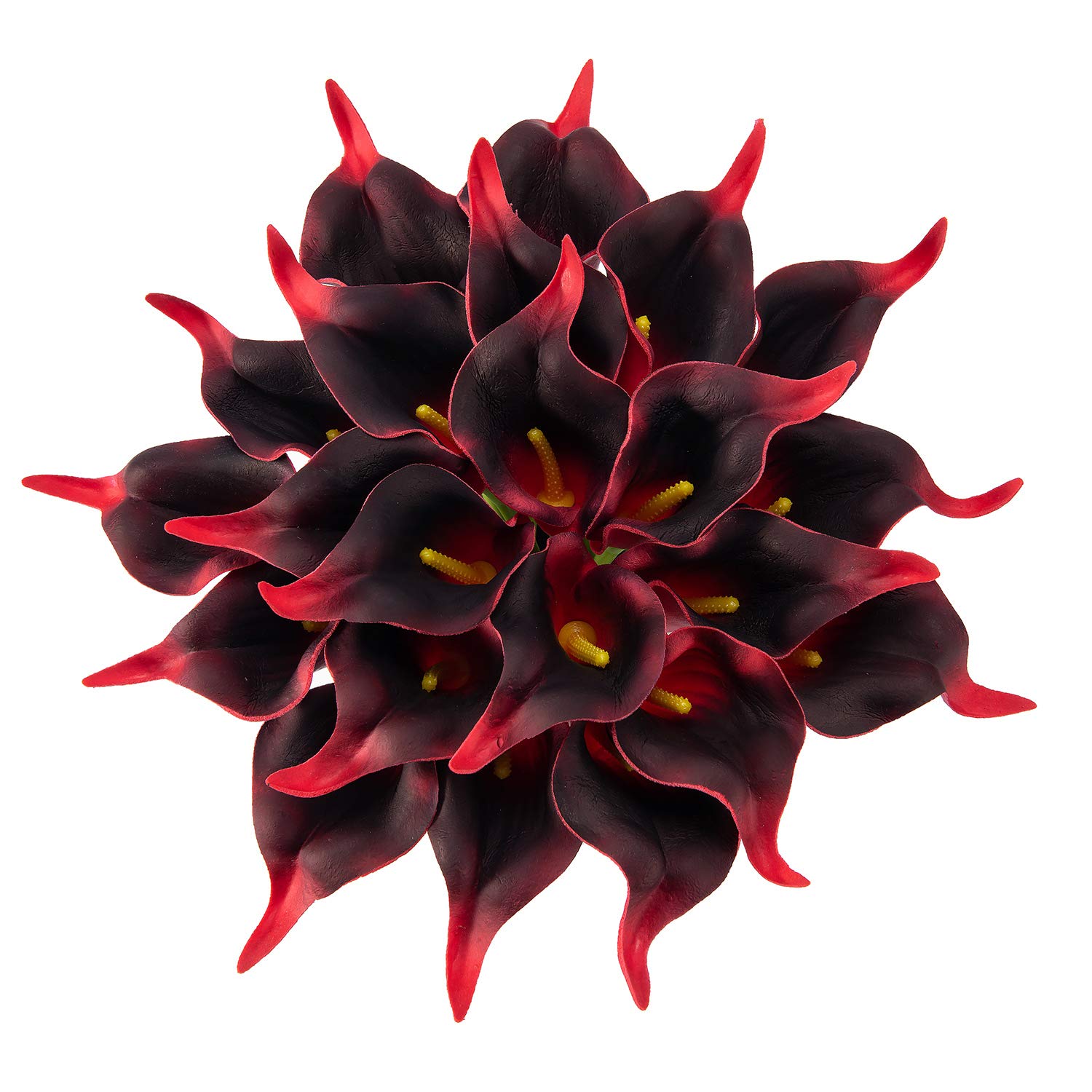 Crafjie 22-Pack Burgundy Latex Artificial Calla Lily