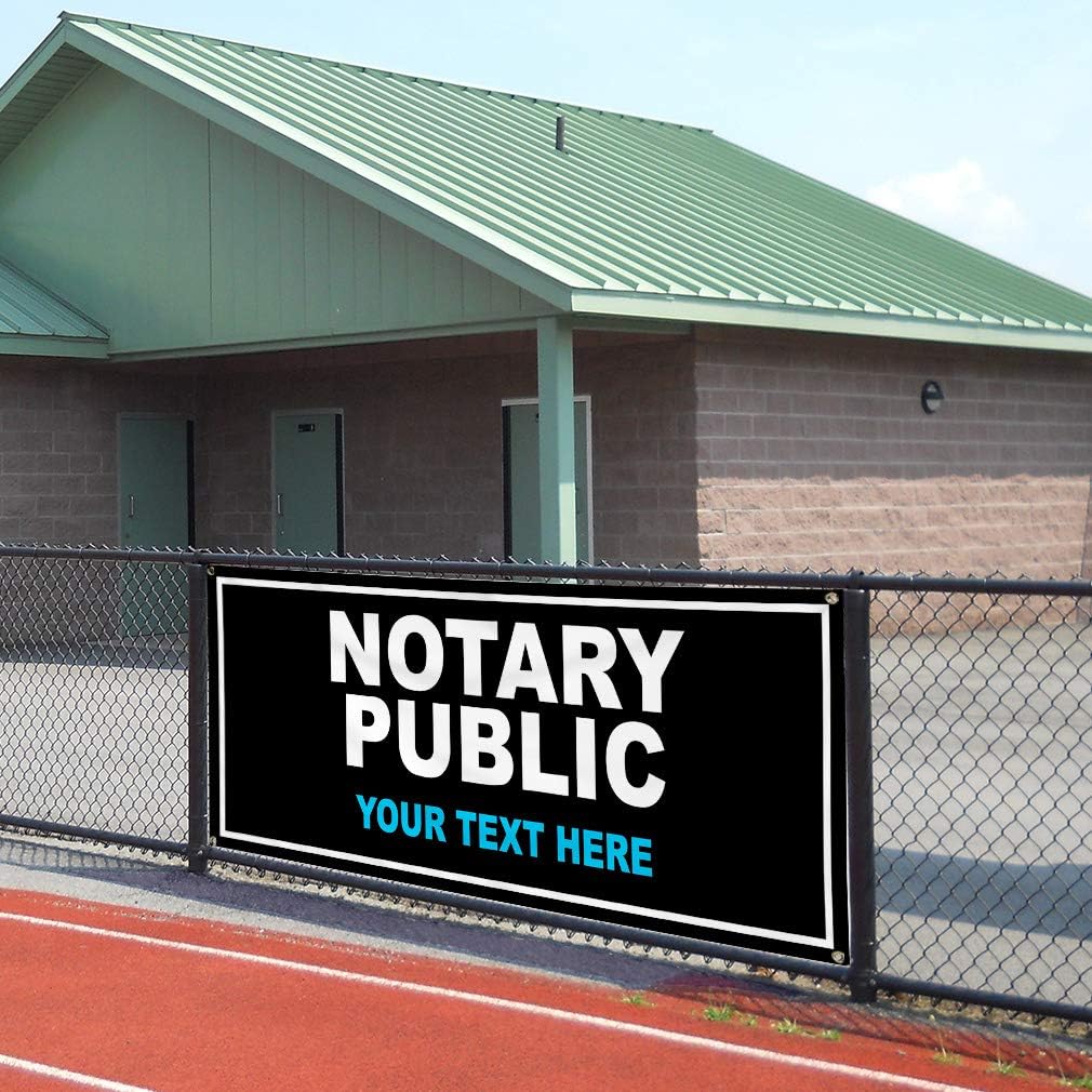 Custom Industrial Vinyl Banner Multiple Sizes Notary Public Style E Personalized Text Here Business Outdoor Weatherproof Yard Signs Black 4 Grommets 16x40Inches