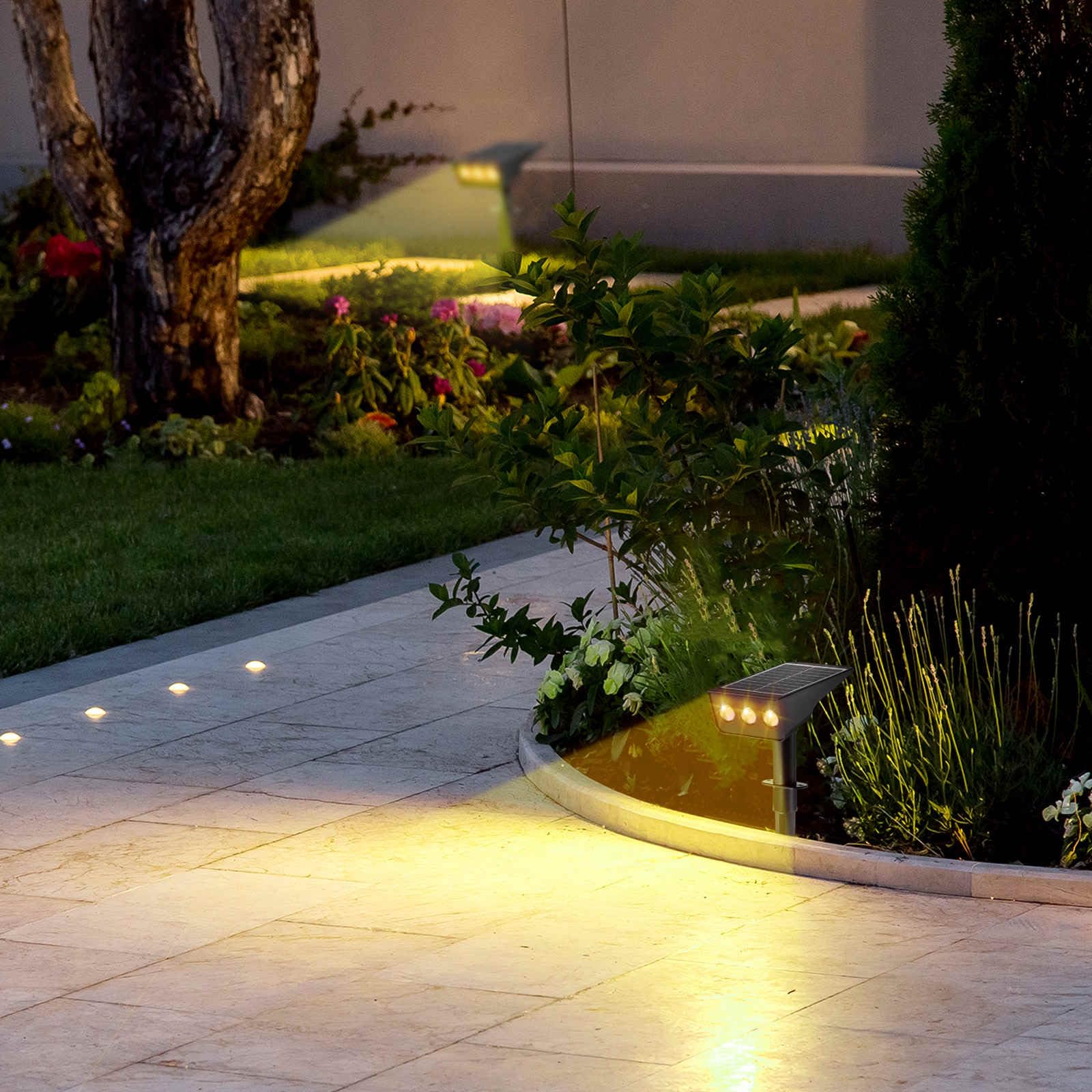 Solar Spot Lights Outdoor, 2 Pack Solar Landscape Spotlights 3 Lighting Modes IP65 Waterproof Adjustable Light House Lights Spot Light for Yard