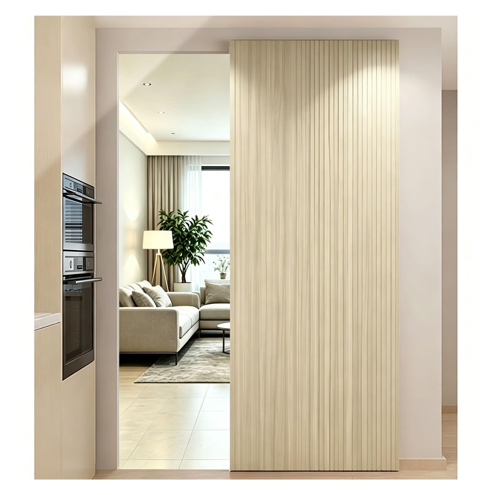 Sliding-Door-Hardware Sliding Door Hardware Hidden Track System 24 36 40 48 60in, Living Room Divider Soft Close Rail Kit Office Pantry, Aluminum Ghost Track Smooth Sliding(180cm/70.9in)