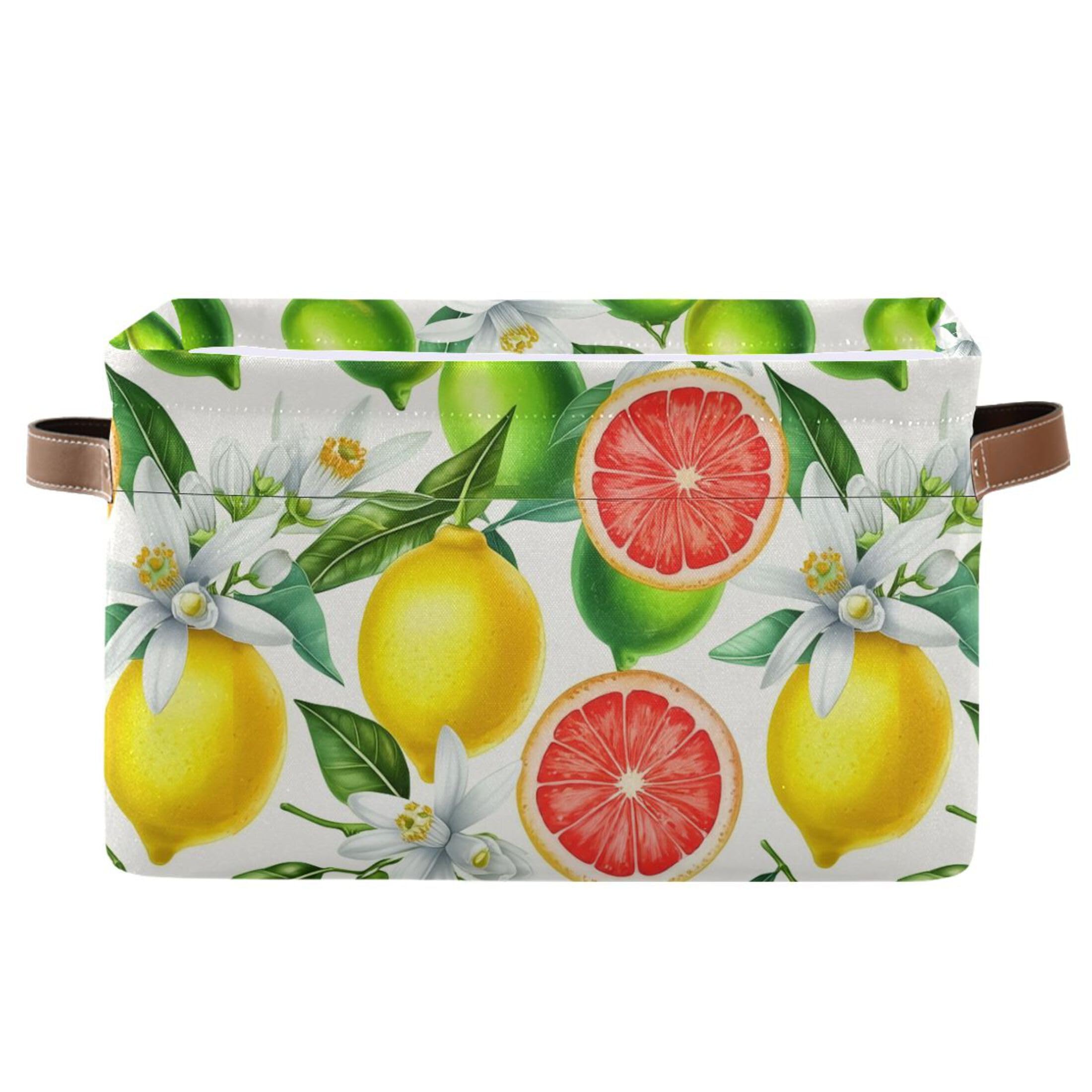 Panier aquarelle citrons pliable et robuste pour jouets et livres