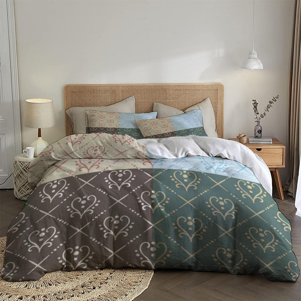 NIBAINLO 布団カバー抽象的なカラフルな花柄のセット 肌に優しい ピーチスキン加工 掛け布団カバー 和式 洋式 あったか 布団カバーセット リバーシブル ホームステイ ホテル 家庭兼用