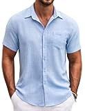 Mens Button Down Short Sleeve Shirt Casual Shirts Summer Beach Textured Shirts with Pocket