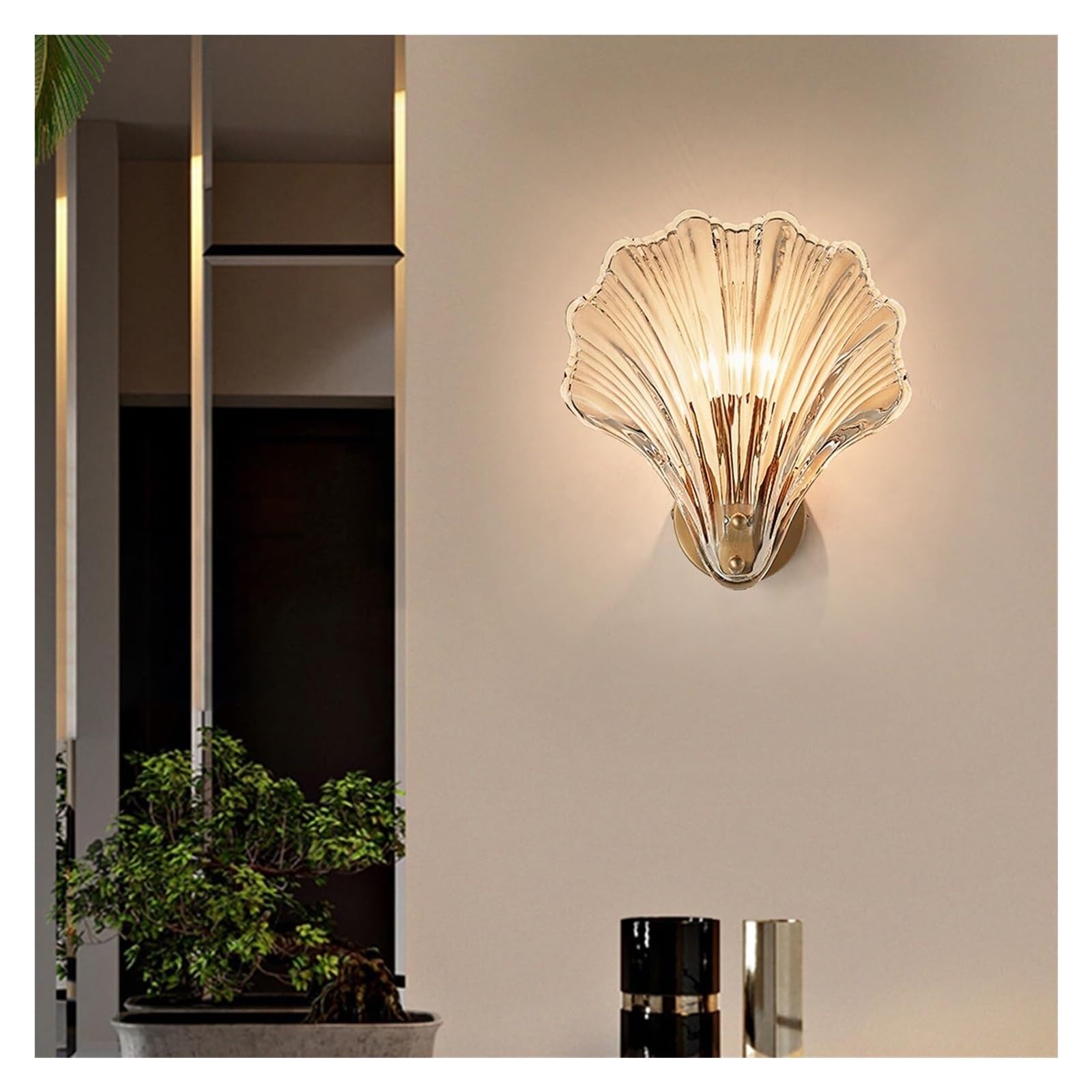 SXSCARKX Shell Shaped Wall Light, E14 Glass Indoor Lights for Living Room, Art Deco Sconce, Modern Lamp Bedrooms & Corridor Bedside Reading Lamps(Style a)