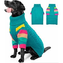 XXL Dog Sweaters Stretchy, Turtleneck Knit Sweater for Extra Large Dogs, Sweaters for Large Size Dogs, Warm Christmas Big Dog Sweater Golden Retriever, Labrador, Rottweiler Green XXL