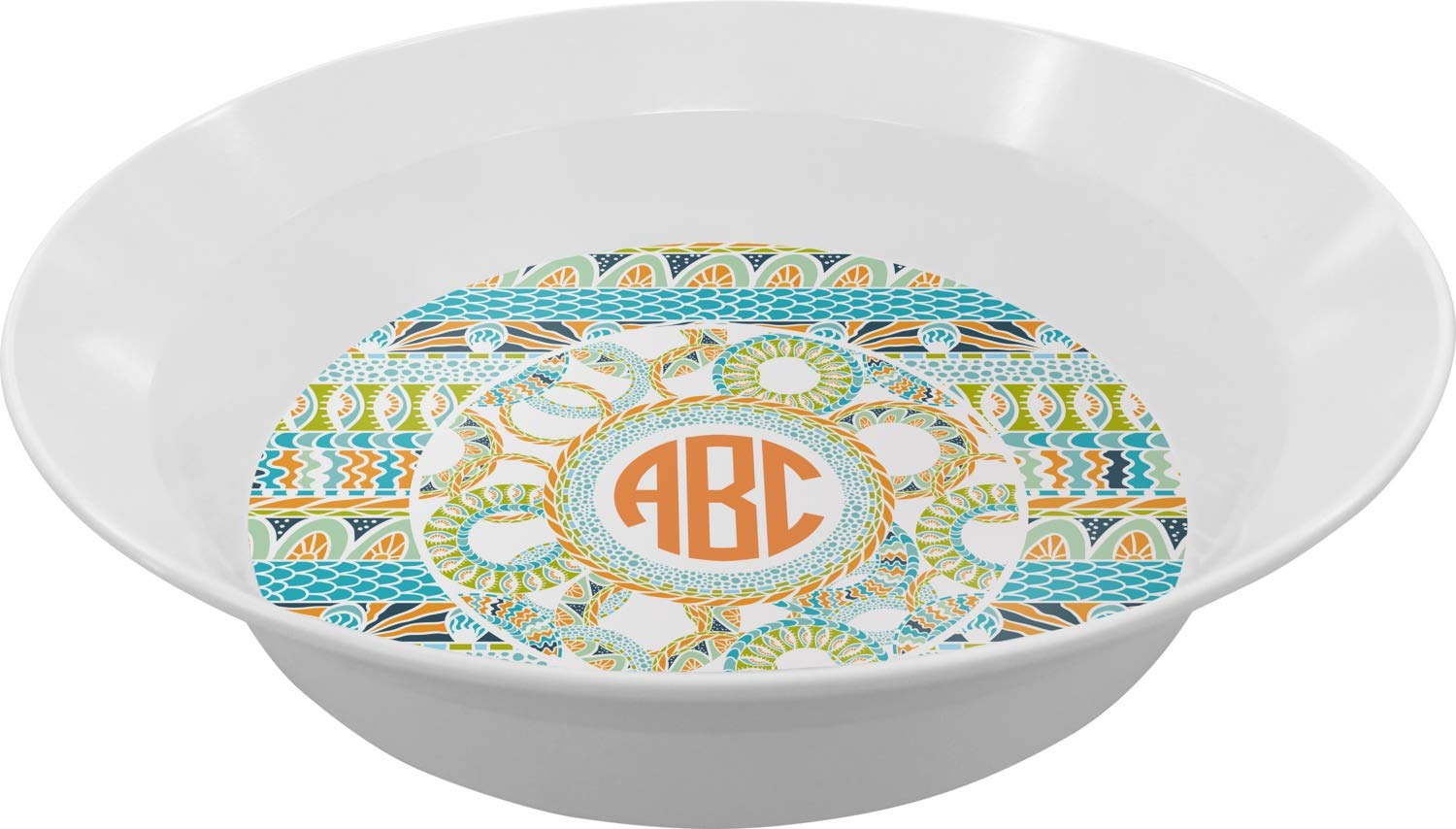 Personalized Teal Ribbons & Labels Melamine Bowl - 12 oz
