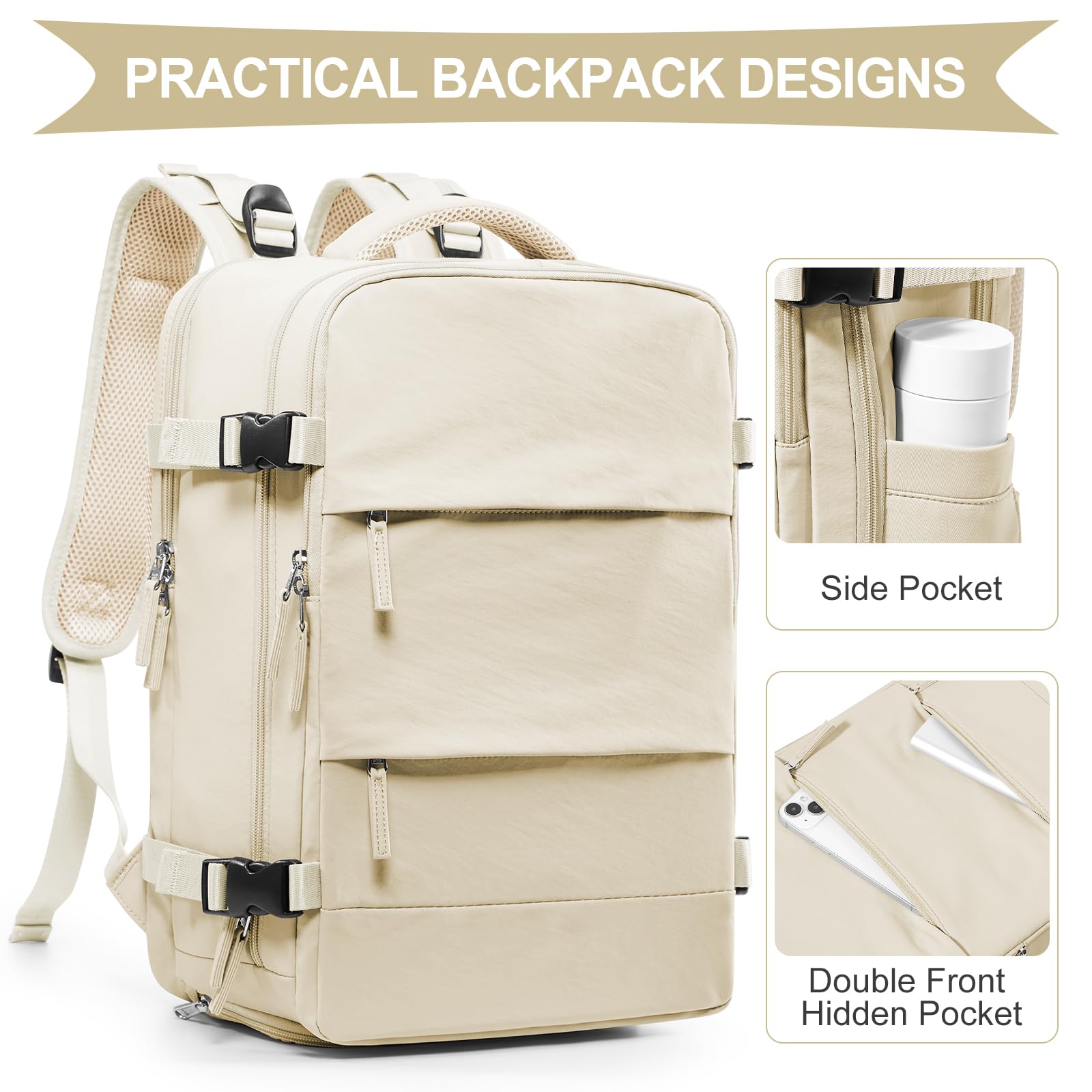 SZLX Zaino da viaggio grande da donna da escursionismo sportivo da esterno impermeabile da scuola casual laptop da 14 pollici con porta di ricarica USB scomparto per scarpe