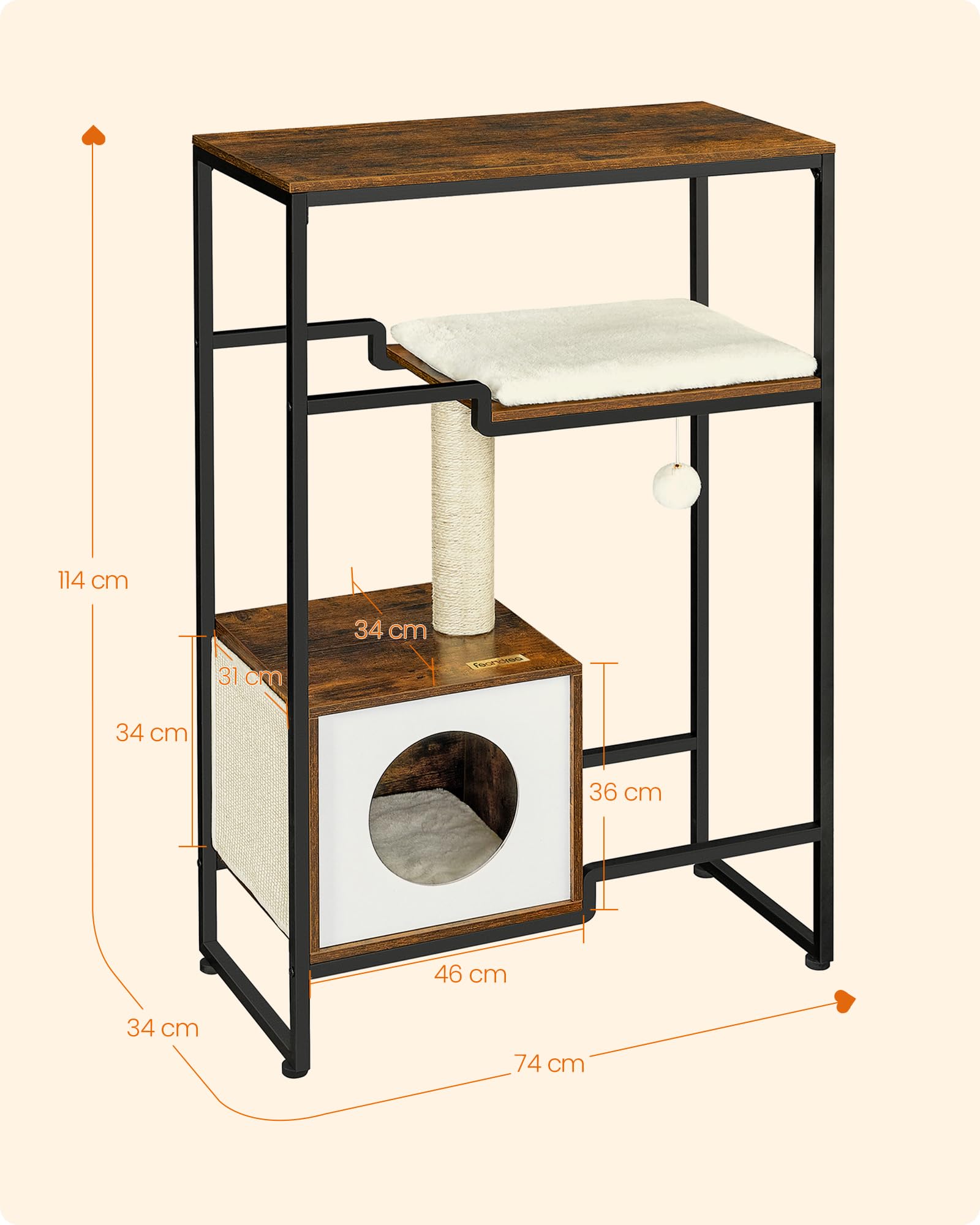 Feandrea Kratzbaum, Katzenbaum, 2-in-1-Möbel, vintagebraun PCT112X01