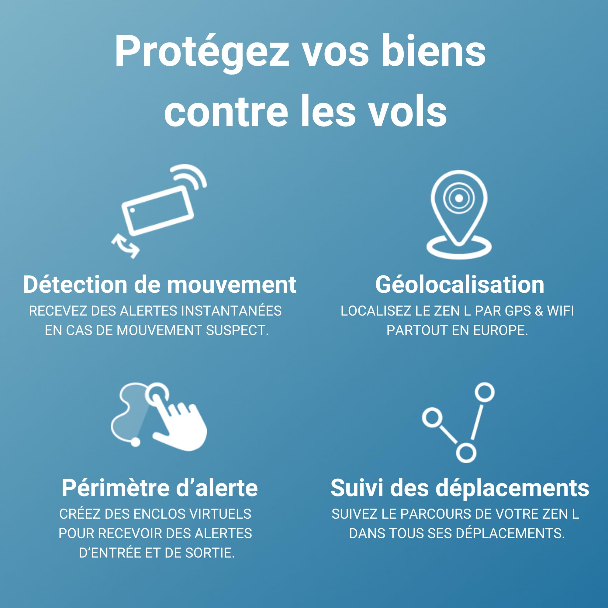 Tracker GPS ZEN L + Convertisseur - Non Brouillable - 1 An Abonnement Offert - Autonomie Illimitée - Géolocalisation Europe - Voiture Moto Scooter Camping-Car - Antivol - Étanche - Sans SIM