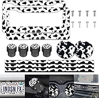 Vista 1 de 14 accesorios de automóvil con estampado de vaca, marco de matrícula de vaca, portavasos de coche de vaca, tapas de vástago de válvula de neumático