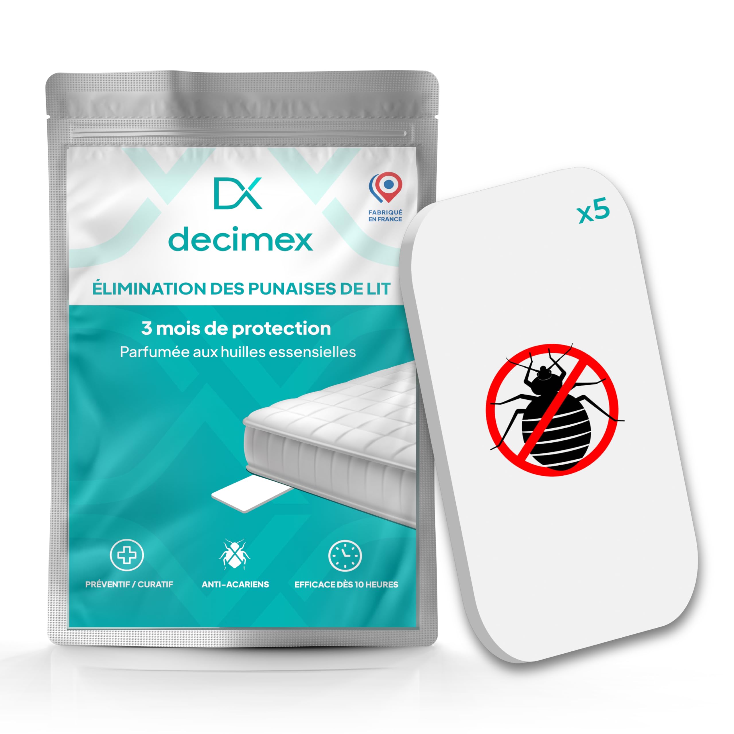 Plaque Anti Bed Bug Infestation Detection, Control & Treatment Against Bugs, Fleas & Parasites | Bed Bug Trap for Home, Bed & Mattresses, Made in the EU X5