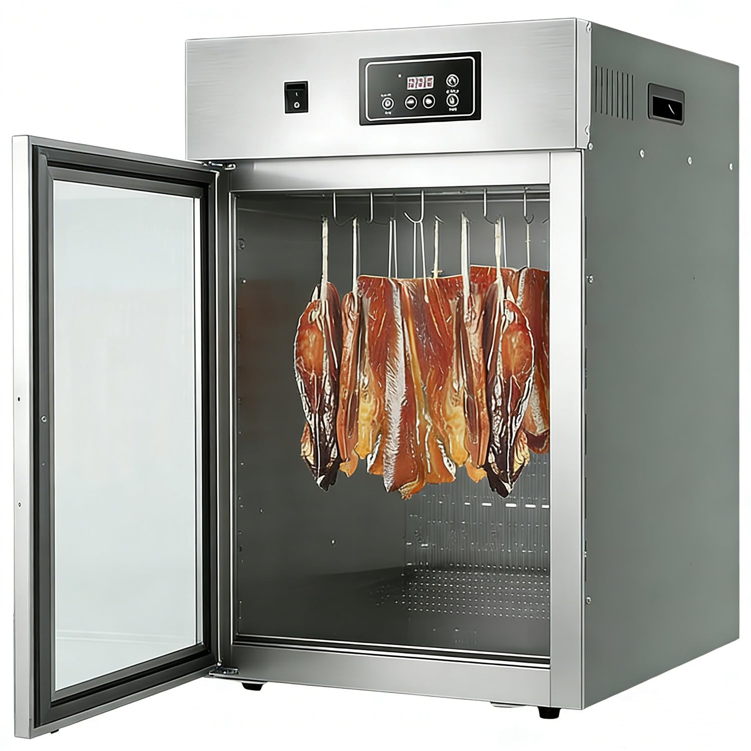 Fleischreifeschrank, Reifeschrank Für Fleisch, 360°-Drehung, Mit LED-Bedienfeld, Temperatureinstellung Von 30–90 °c, 24-Stunden-Timer, 7,5 Kg Fassungsvermögen, Geeignet Für Trockenfleisch, Obst