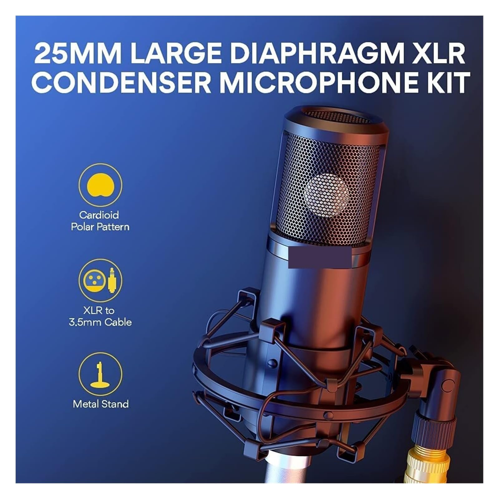 Kit de tarjeta de sonido, Interfaz, Lite ALL-IN-ONE Podcast Studio con micrófono de diafragma grande de 25 mm for transmisión, DJ