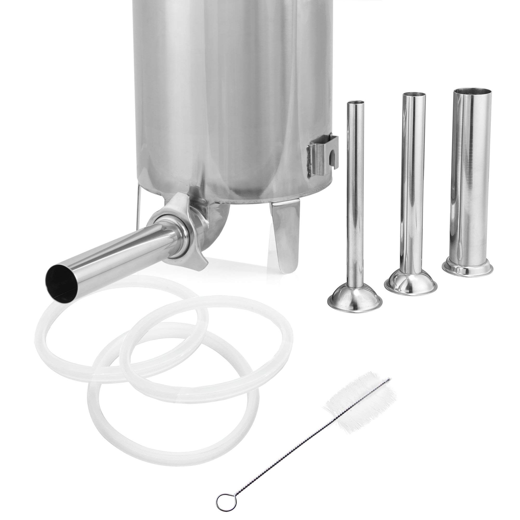 Zelsius elektrischer Wurstfüller | 10L Wurstfüllmaschine elektrisch Edelstahl Wurstpresse mit Fußpedal | Inkl. 4 x Fülltülle 3 x Ersatzdichtung