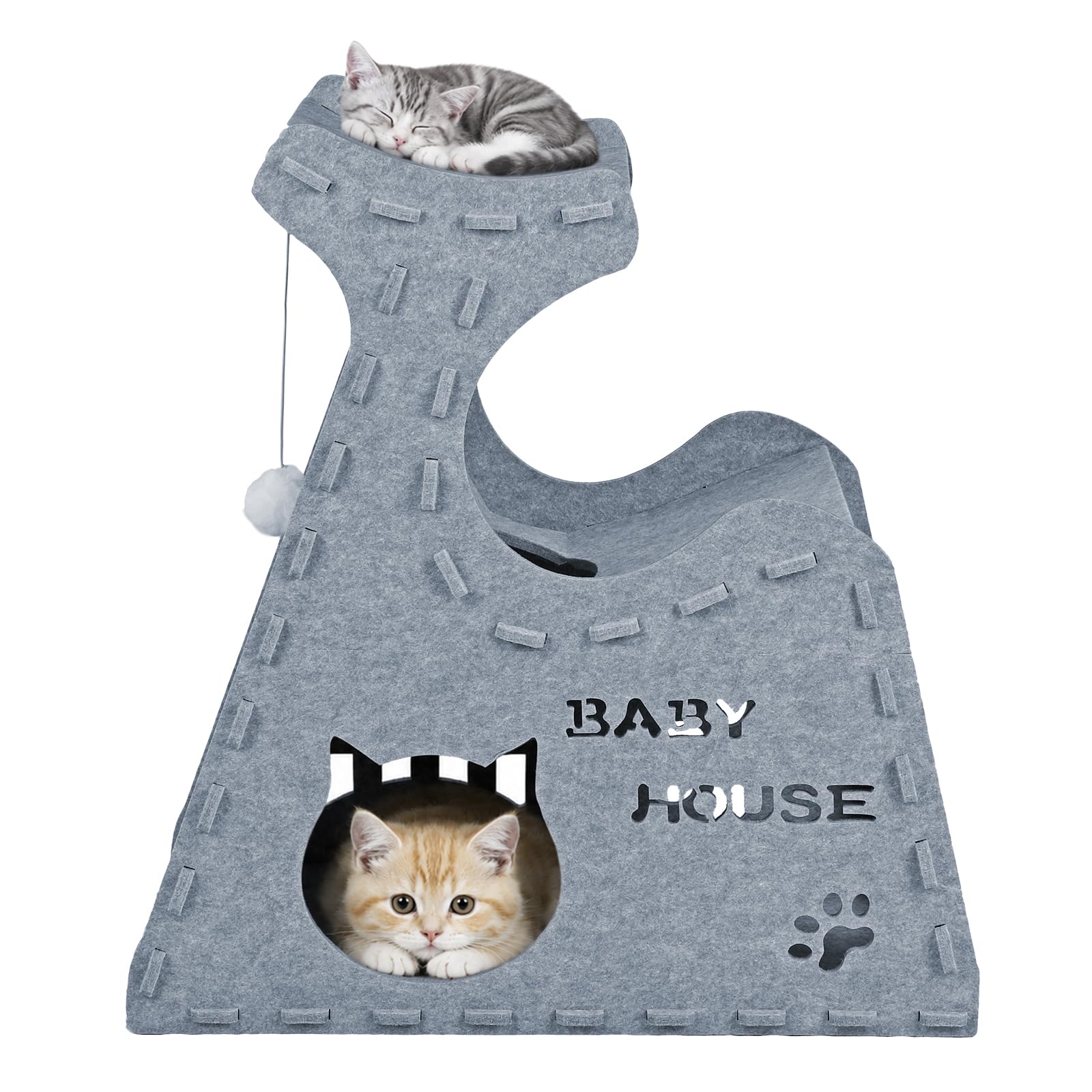 Luvore Cat Tunnel Bed for Indoor Pets, Cat Cave for Multi-Pet, 65x60x39cm