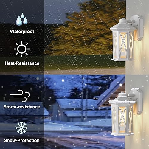 Miniatura 2 de Hopejoy Lámpara exterior, luz blanca para porche frontal con vidrio semillado, aluminio impermeable y antioxidante, farol de pared para casa, patio,