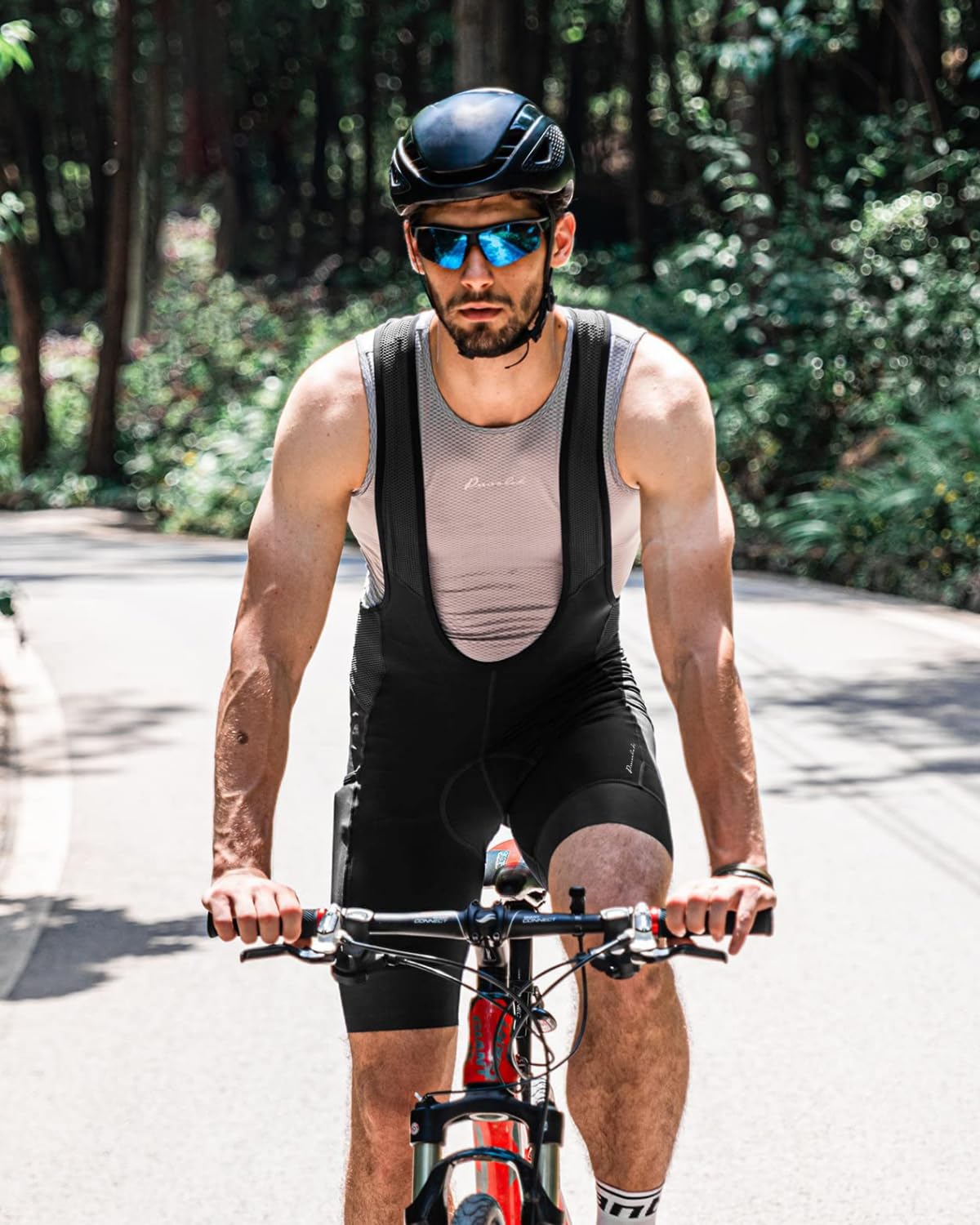 Przewalski - Culote con Tirantes para Hombre con Bolsillos para teléfono, Acolchado 4D Transpirable, para Ciclismo
