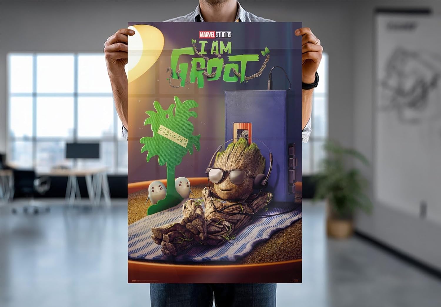 I Am Groot - Marvel TV Show Poster (Groot Chilling On Bed) (Size: 24" x 36") (Laminated Poster & Strips)