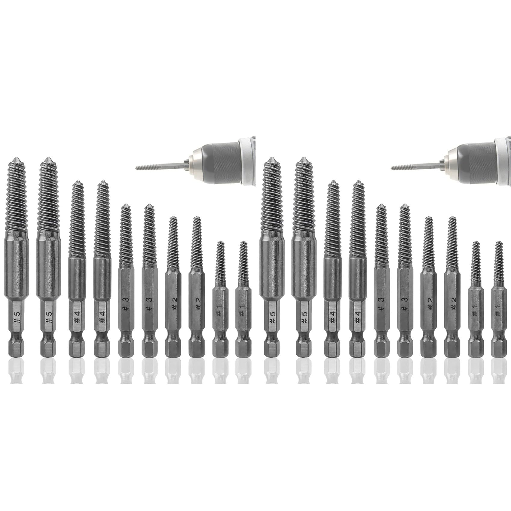 Jnchdghwa Photo Color Extractor Set,20 Pcs Extractor,1/4Inch Hex Shank Broken Extractor, Remover & Extractor Bit Set