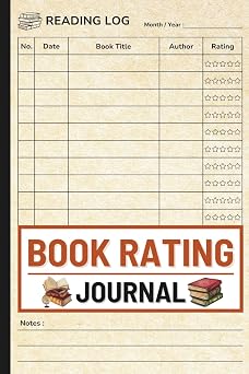 Book Rating Journal Simple Reading Log to Record Book Title, Author, Date & Star Ratings