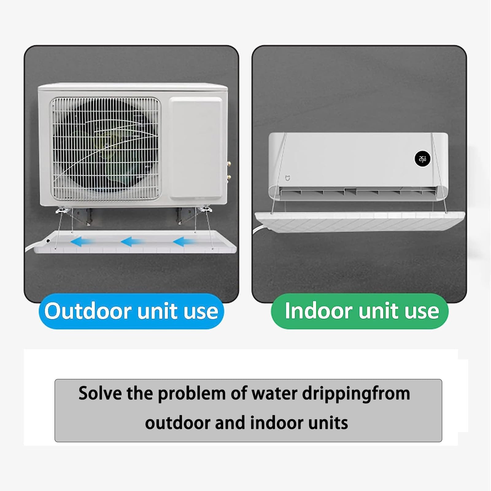 Universal-AC-Kondensat-Ablaufwanne mit Schlauch, unverzichtbares Ablauf-Set für Split-Klimaanlagen und Wärmepumpensysteme, verhindert Wasseraustritt