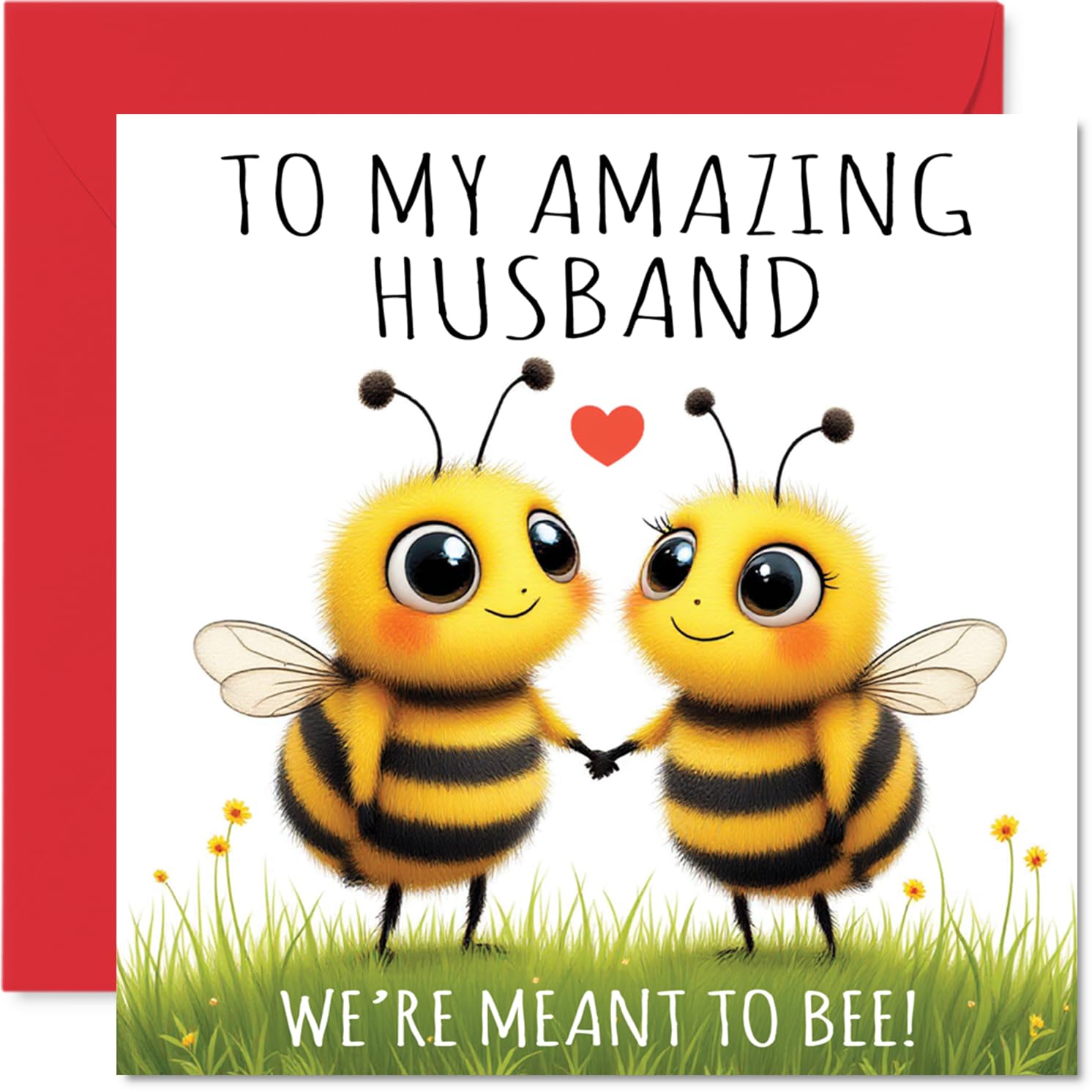 Husband Anniversary Card - Meant to Bee - Happy Anniversary Card for Husband from Wife Partner, 145mm Wedding Anniversaries Greeting Cards