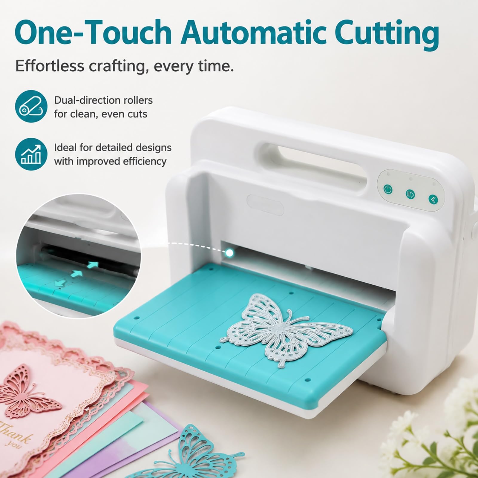 Macchina elettrica per goffratura e taglio carta A4 per creazione biglietti | Taglierina automatica per carta, 4 piastre, per lavori creativi fai da te, creazione di biglietti, scrapbooking, journaling
