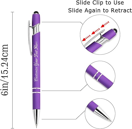 Miniatura 2 de Paquete de 12 bolígrafos personalizados a granel con punta de lápiz capacitivo bolígrafos de grabado personalizados con mensaje de nombre ideas de