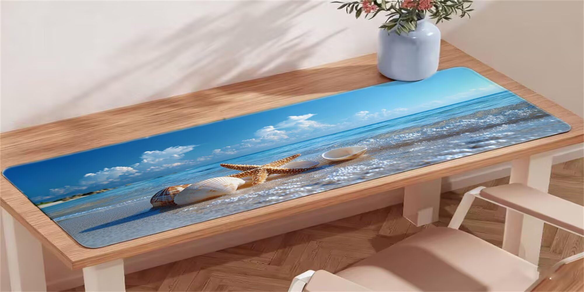 Podkładka pod mysz, podkładka na biurko do gier XXL 1000x500, plaża chmury podkładka pod mysz podkładka na biurko, zszyte krawędzie antypoślizgowa gumowa podstawa, akcesoria do biura domowego I-310