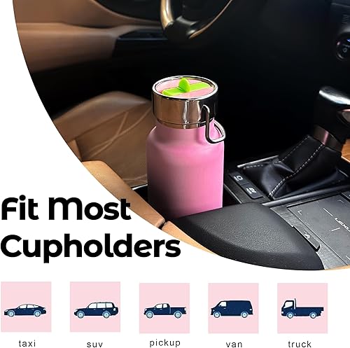 Miniatura 8 de Botella de agua delgada aislada de 24 onzas con popote abatible y asa, botellas de agua de acero inoxidable, se adapta a portavasos de automóvil,