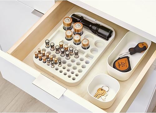 Miniatura 5 de iDesign - Organizador de baterías divididas de plástico reciclado, 7.6 x 11.1 x 1 pulgadas, coco