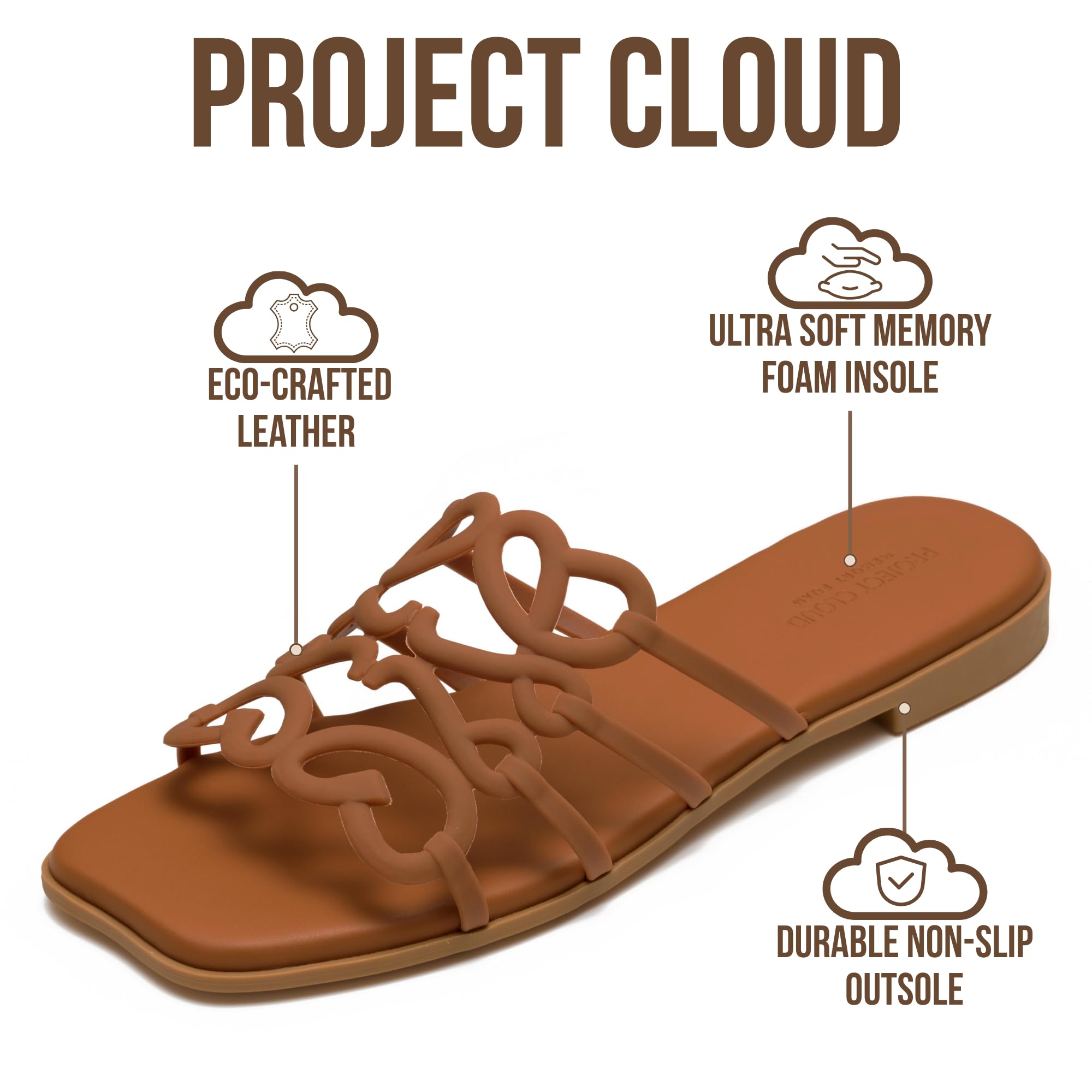 Project Cloud Womens Sandals with Memory Foam - Eco Crafted Leather Sandals for Women 2026 - Flats - Non Slip & Comfortable Sandals Women (Lisa) — view 3