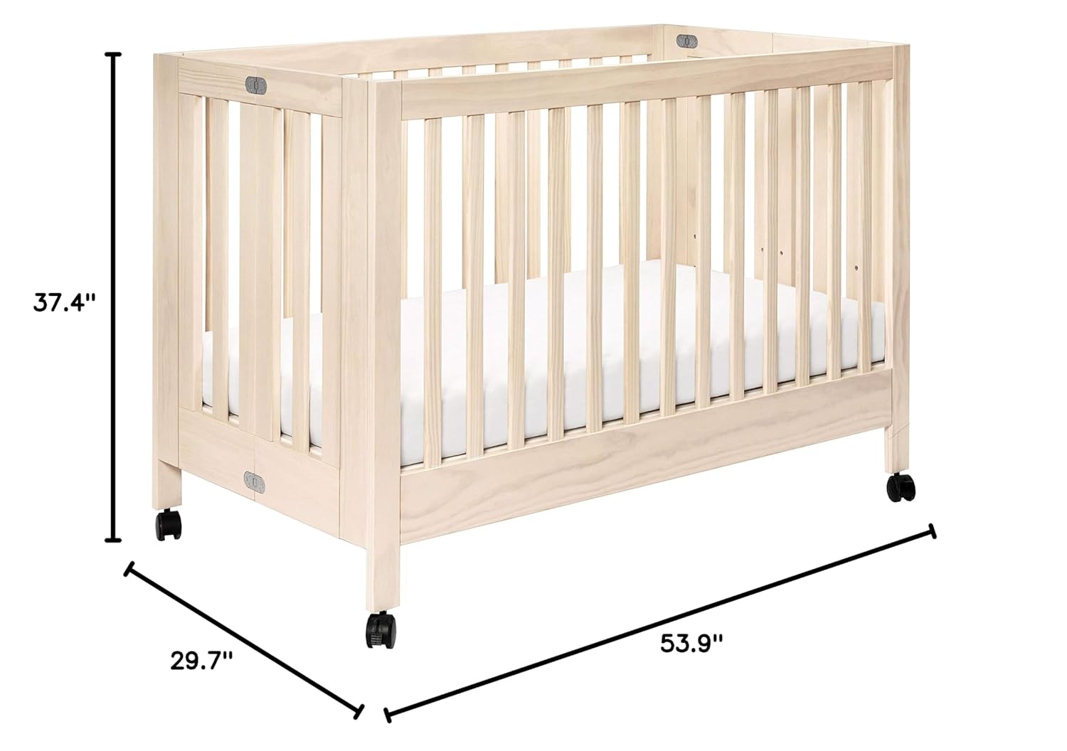 Babyletto Maki Full-Size 2-in-1 Portable Folding Crib with Toddler Bed Conversion Kit in Washed Natural, Greenguard Gold Certified - Image 14