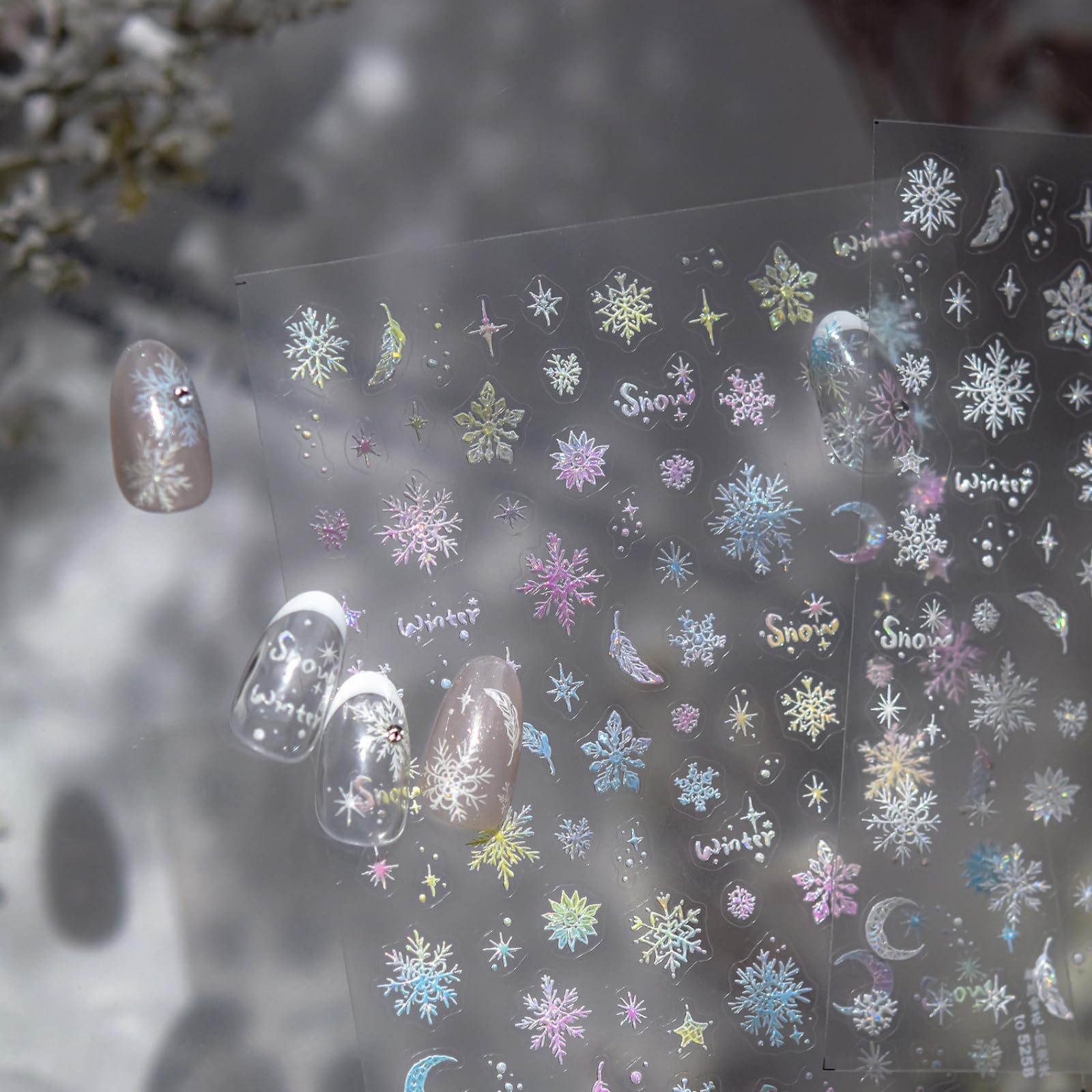 Snowflake Nail Art Stickers Gradient Ramp Snow Nail Stickers for Nail Art