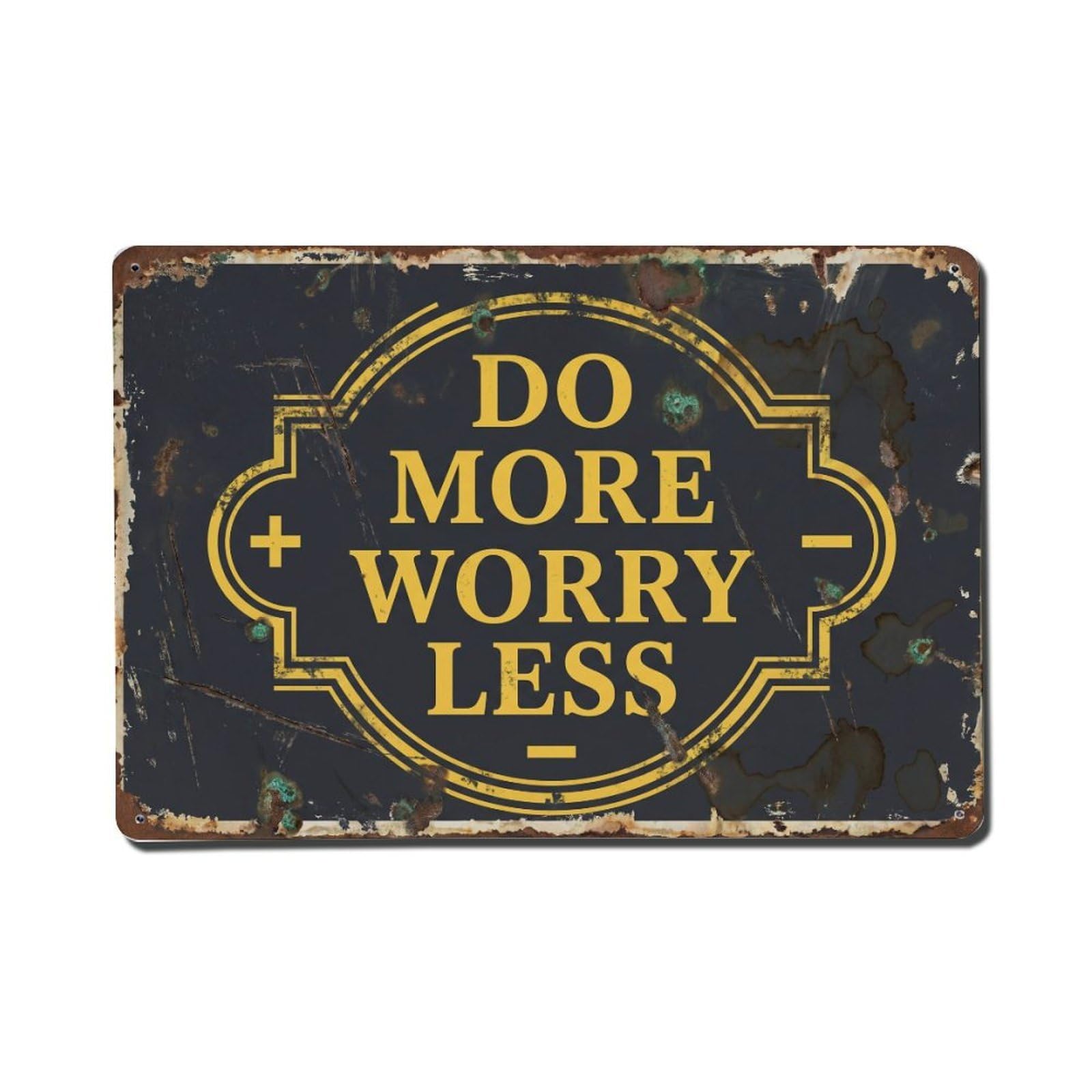 Do More Worry Less Office Retro Motivational Slogans 1 Metal Tin Sign Plaque Wall Decor for Cafe, Club Bar, Office, Home Garden Metal Poster 8x12Inch