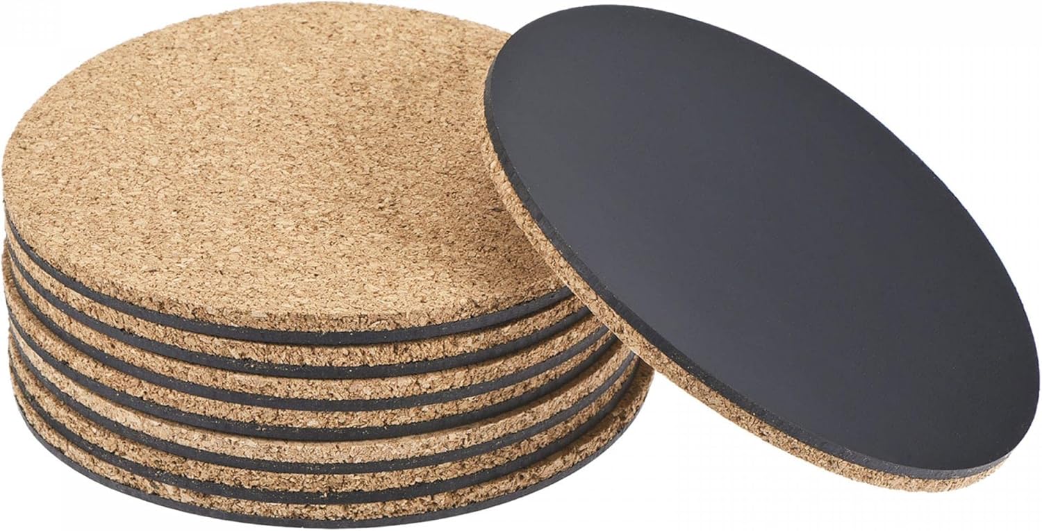 sourcing map Corcho Planta Estera 4 Pulgadas Redondo Plástico Absorbente Impermeable Posavasos Almohadilla para Hogar Jardín Maceta, Paquetes de 8