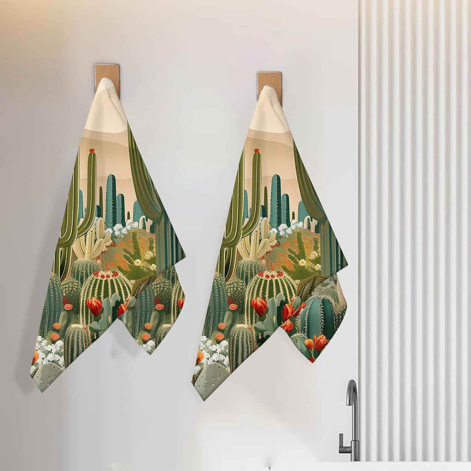 Vibrant Cactus Hand Towel for 2 Pack,Bath Hand Towels for Bathroom Decorative Soft Absorbent Dish Towels for Kitchen, Gym, Hotel, Spa Home Decor Gifts, 14.5x28 Inch - Image 2