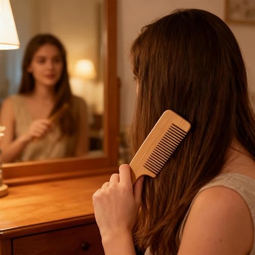 Miniatura 7 de 4 Pcs Wooden Hair Comb Wooden Wide Tooth Comb Handmade Bamboo Anti-Static Combs Set for Curly Thick Wavy Hair Women Men