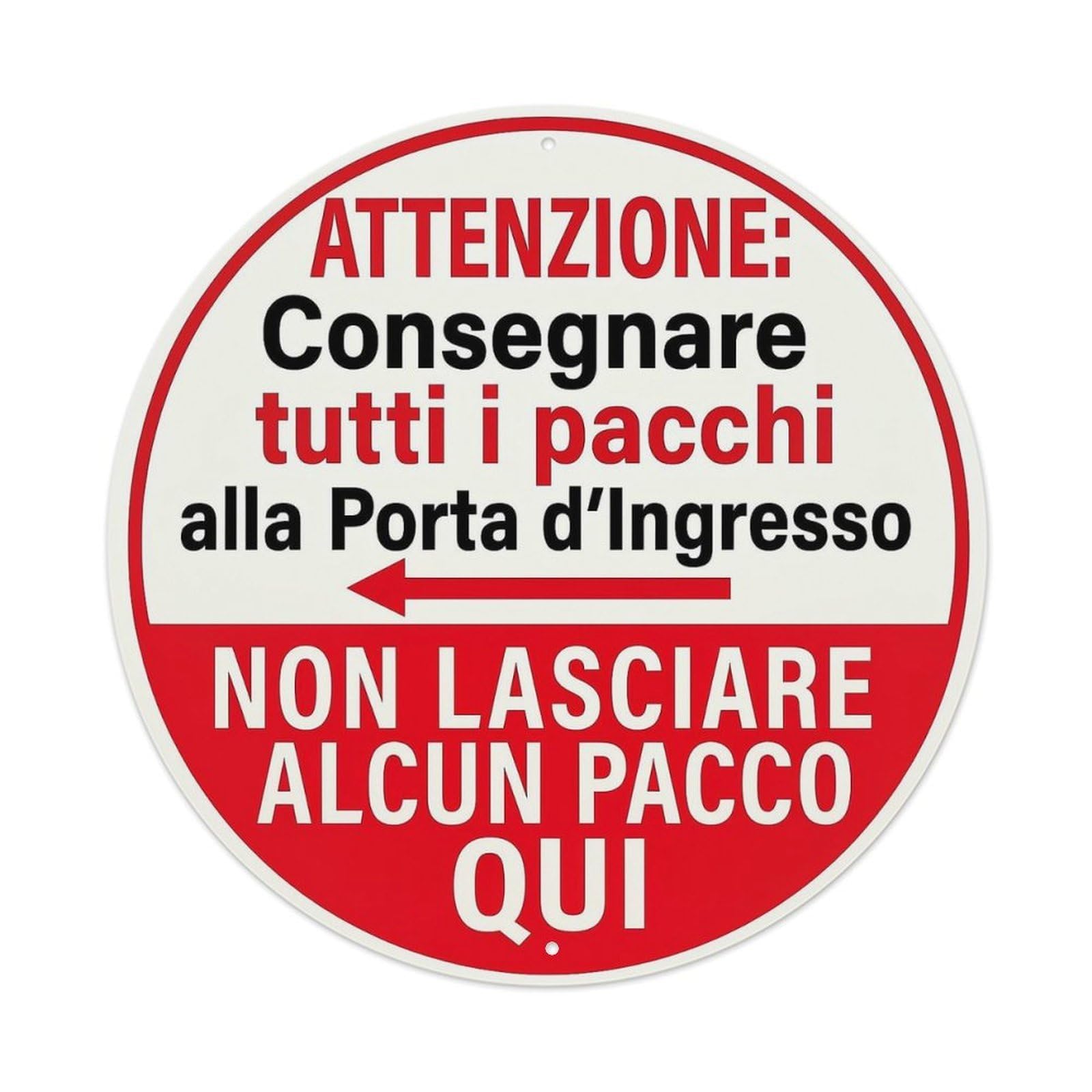 Attenzione Consegna Pacchi Porta Ingresso Metal Tin Sign Plaque